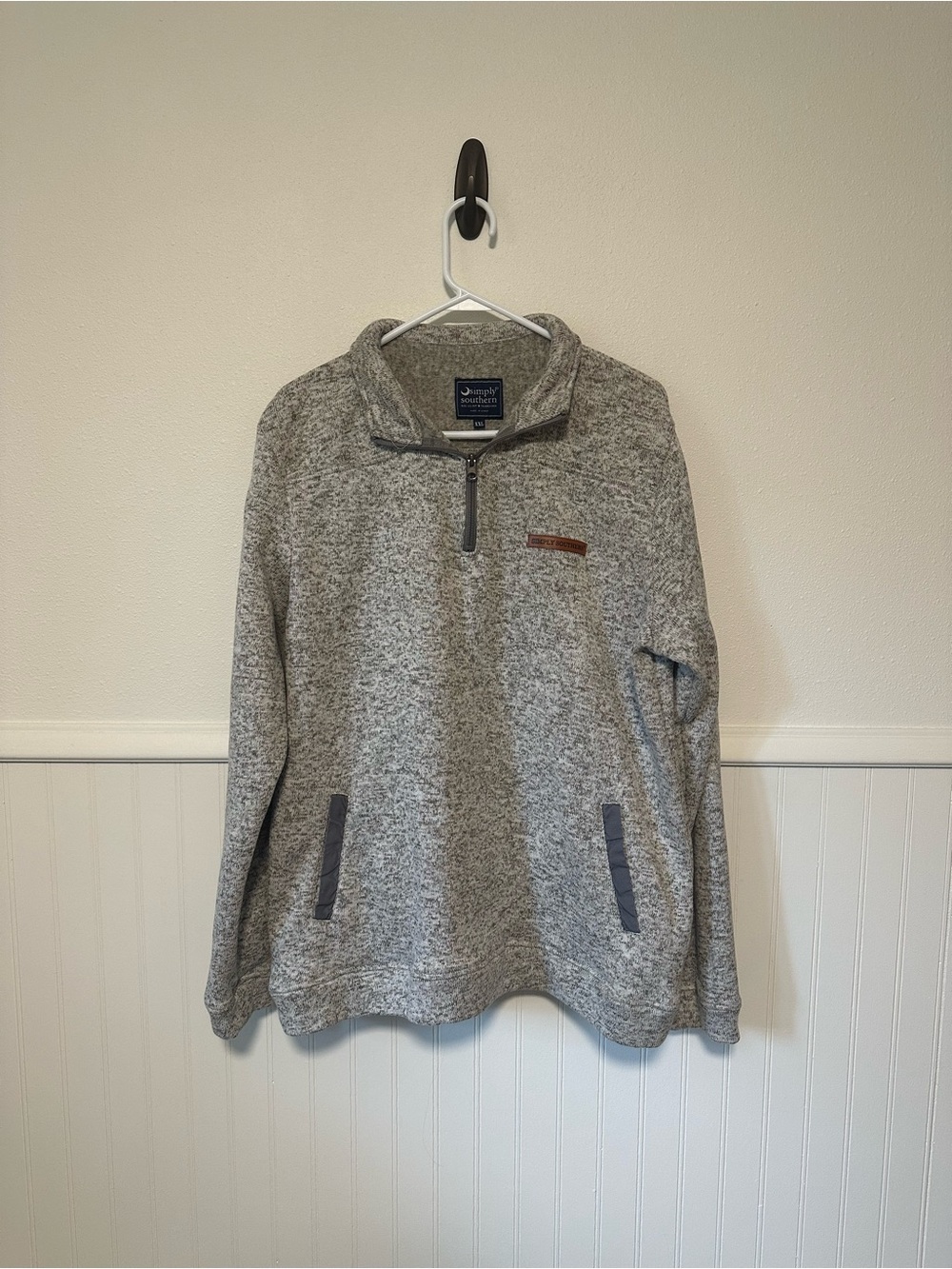 Simply Southern Grey Marled Quarter-Zip Pullover Sweater XXL